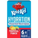 Kool-Aid Hydration Electrolyte Powder Drink Mix, 6 On-the-Go-Packets, for Easy and Flavorful Hydration, Tropical Punch Artificial Flavor, Zero Sugar, No Artificial Dyes, Low Calorie, 1.32 oz Box