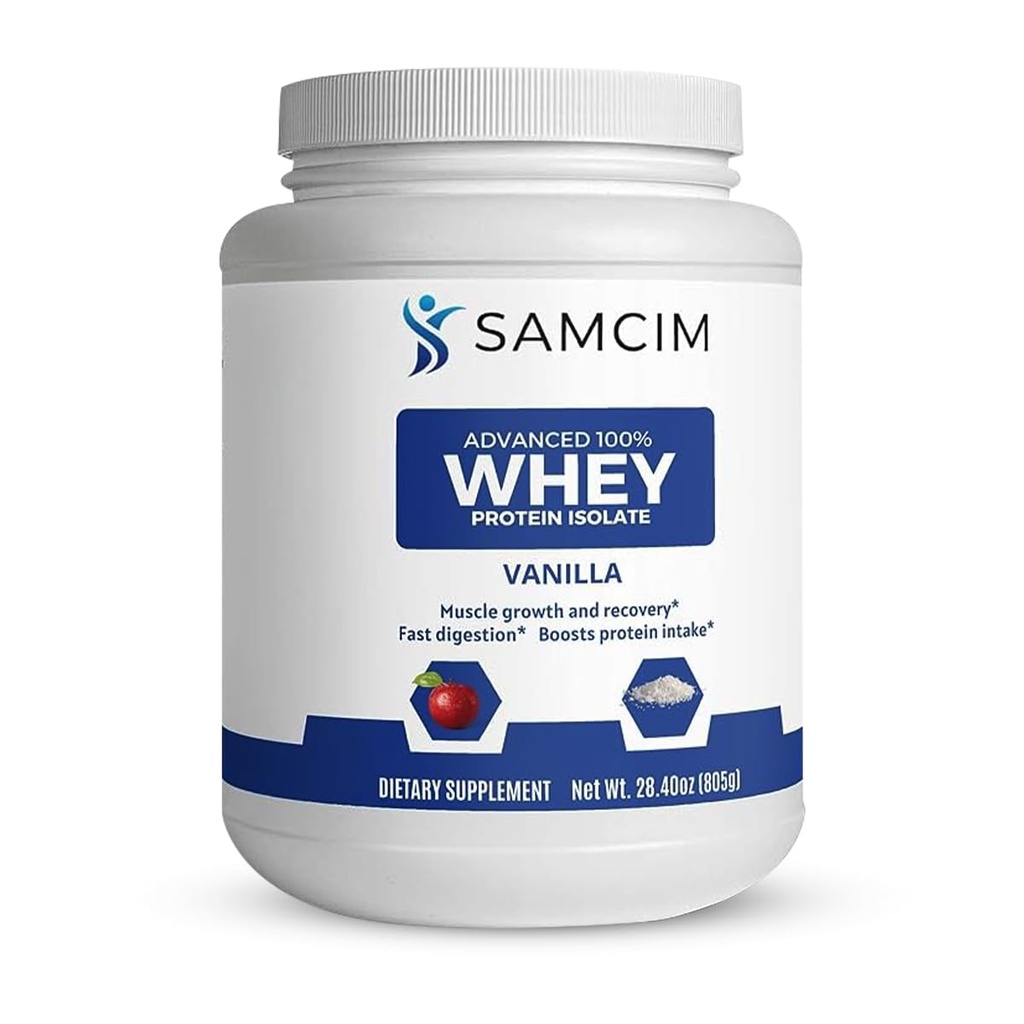 Advanced 100% Whey Protein Isolate, Vanilla Flavor, Protein Powder Supplement