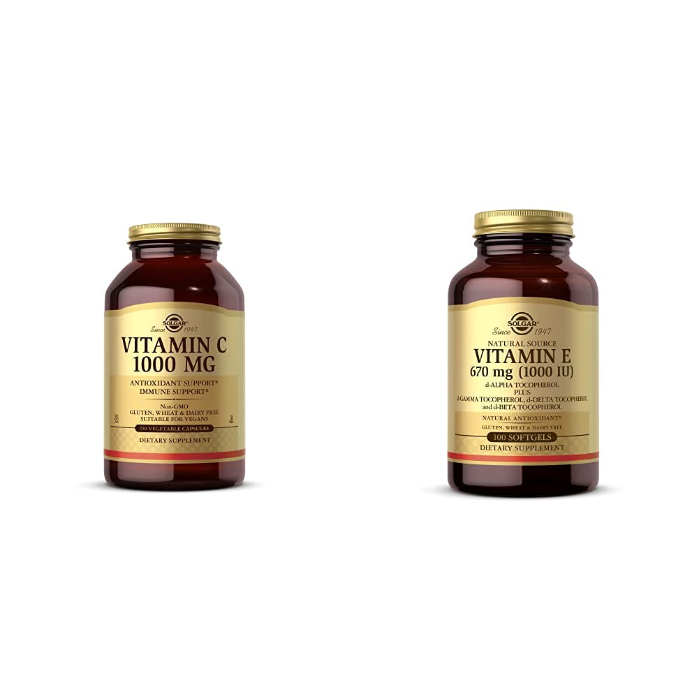 Solgar Vitamin C 1000 mg, 250 Vegetable Capsules - Antioxidant & Immune Support - Overall Health - H with Vitamin E 670 mg (1000 IU), 100 Mixed Softgels - Natural Antioxidant, Skin & Immune System Su