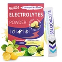 Deepure Electrolytes Powder Packets with Creatine, 5 Electrolytes Hydration Powder, Lemon Lime Electrolyte Packets for Travel, Workout & Daily Drink Mix, 15 Sticks