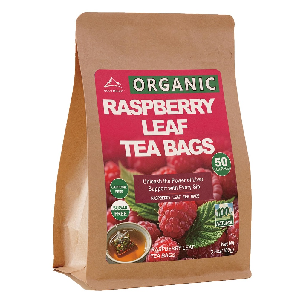 Raspberry Leaf Tea Bags (50 Count) - Caffeine Free Herbal Tea for Women's Health, Rich in Vitamins & Minerals, Supports Digestion Health