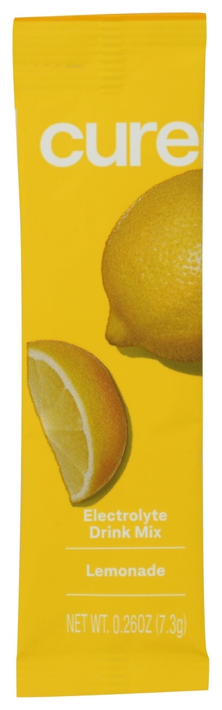 Cure Hydrating Electrolyte Mix | Electrolyte Powder for Dehydration Relief | Made with Coconut Water | No Added Sugar | Vegan | Paleo Friendly | Single Stick - Lemonade