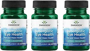 Swanson Lutein & Zeaxanthin Synergistic Eye Health Vision Retina Macula Supplement (Lutein 20 mg & OmniXan Zeaxanthin 2 mg) 60 Softgels Sgels (3 Pack)