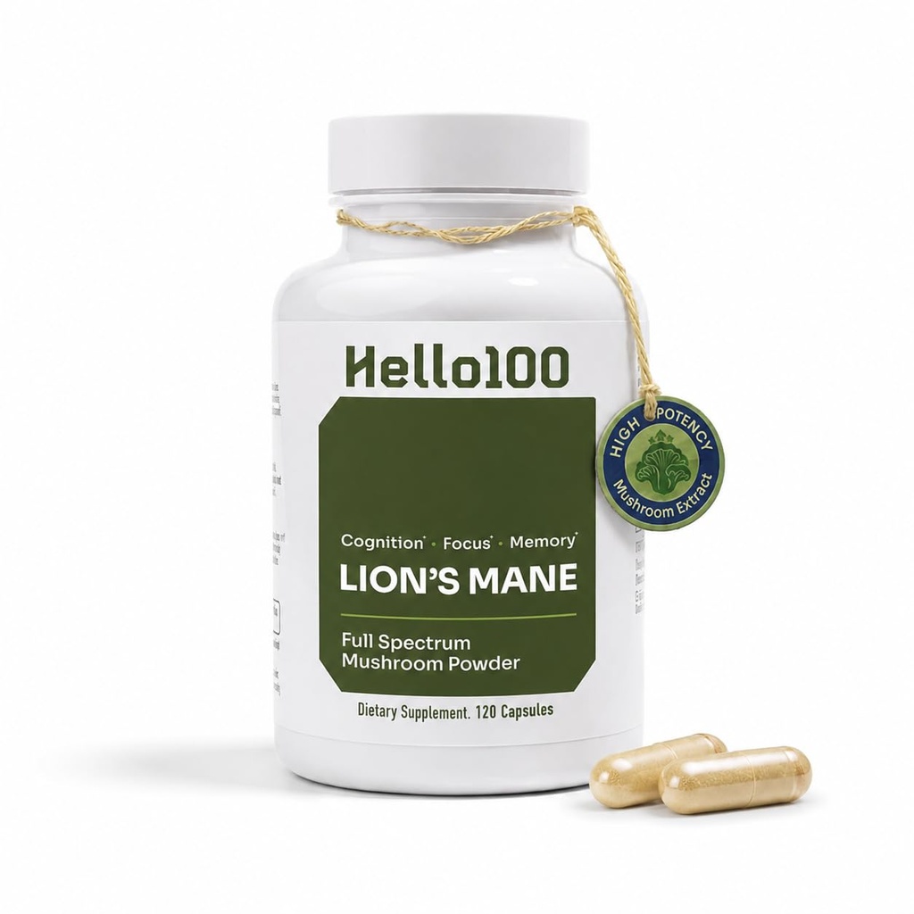 Premium Organic Lion's Mane Mushroom Supplement 1000mg - Nootropic Brain Supplements for Memory, Focus & Clarity - Dual Extract Lions Mane Capsules for Brain Health Support - 60 Count