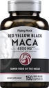 Piping Rock Maca Root Capsules | 150 Powder Pills | for Women and Men | Red, Yellow, and Black | Non-GMO, Gluten Free Supplement