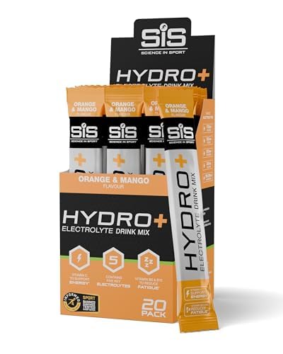 SiS Hydro+ - Scientifically-Formulated Electrolyte Drink Mix - Hydration Powder with Five Key Electrolytes - Vitamin C, Vitamin B6 & B12 - Single-Serve Satchets - Orange & Mango Flavor - 20 Count