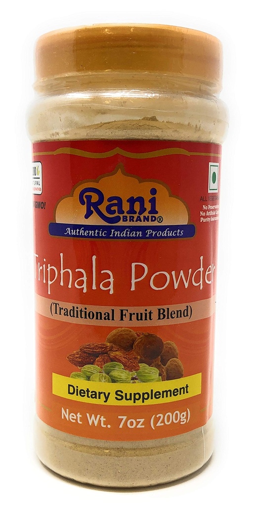 Rani Triphla Powder (Traditional Fruit Blend) 7oz (200g) ~ All Natural | No Color | Gluten Friendly | Vegan | Non-GMO | No Salt or fillers | Indian Origin