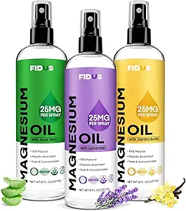 Fidus 100% Pure Magnesium Oil Spray with Lavender - Big 8 fl oz Topical Magnesium Chloride for feet, Organic Natural Magnesium Spray from Ancient Zechstein Seven Seabed Minerals