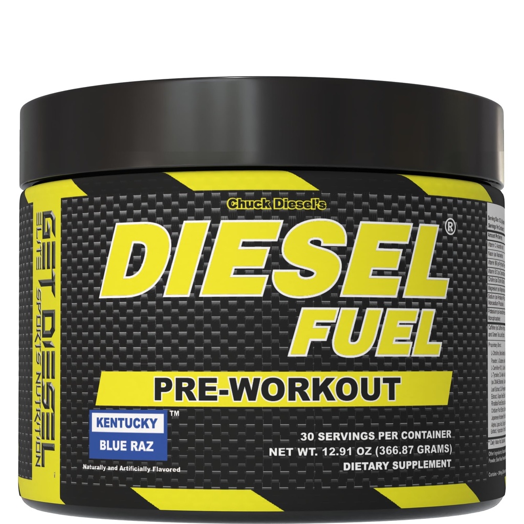 Diesel Fuel High-Stim Pre-Workout Powder Supplement – Intense Energy, Focus & Nitric Oxide Pumps – Caffeine, Ginseng & Beta-Alanine (30, Blue Raspberry)