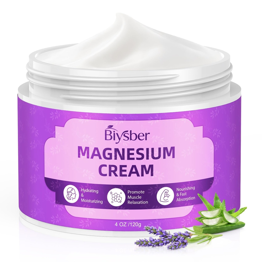 Topical Magnesium Lotion Cream for Sleep: Natural Magnesium Body Butter for Sweet Sleep/Leg Cramps/Feet/Arms/Muscle Pain Relaxation - Calm Moisturizing Day and Nightime Cream for Women and Men 4 oz