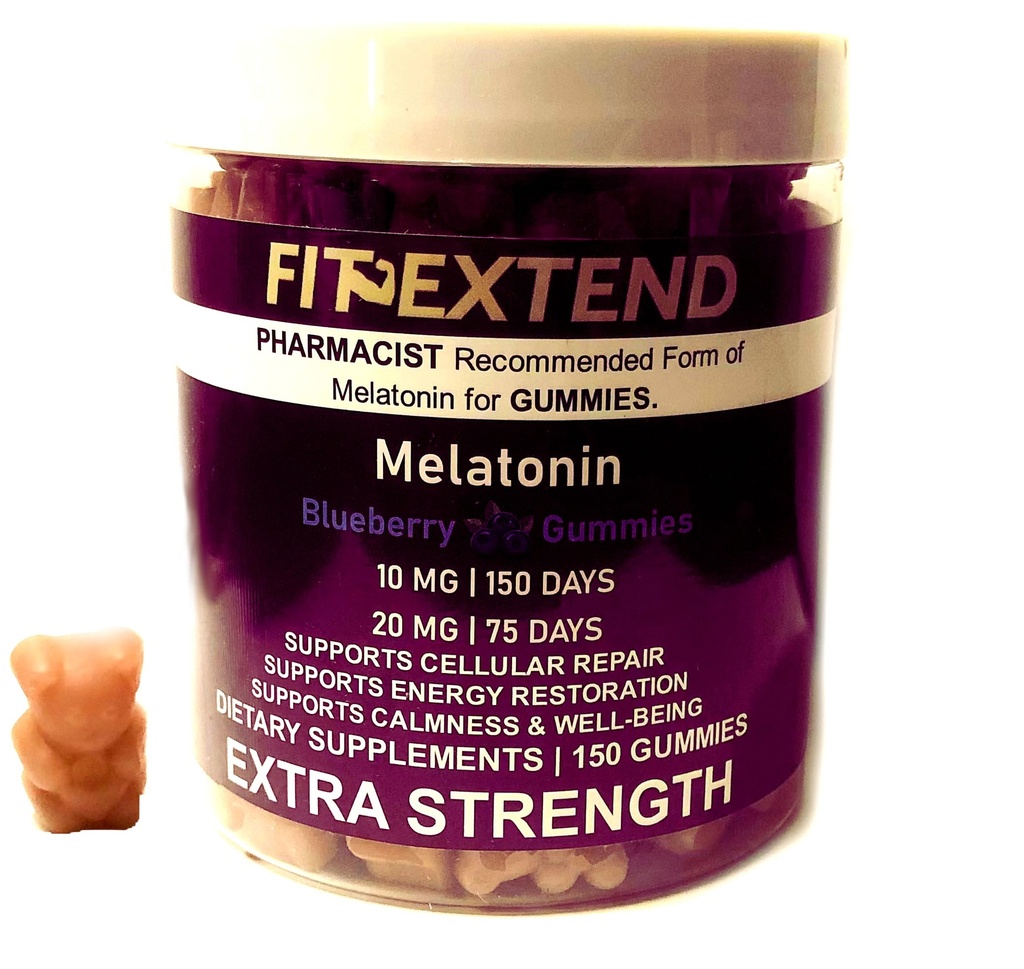 Extra Strength Melatonin Blueberry Sleep Gummies, 10-20mg, 150 Count, Sugar-Free, Natural Sleep Aid Support, 75-150 Day Supply