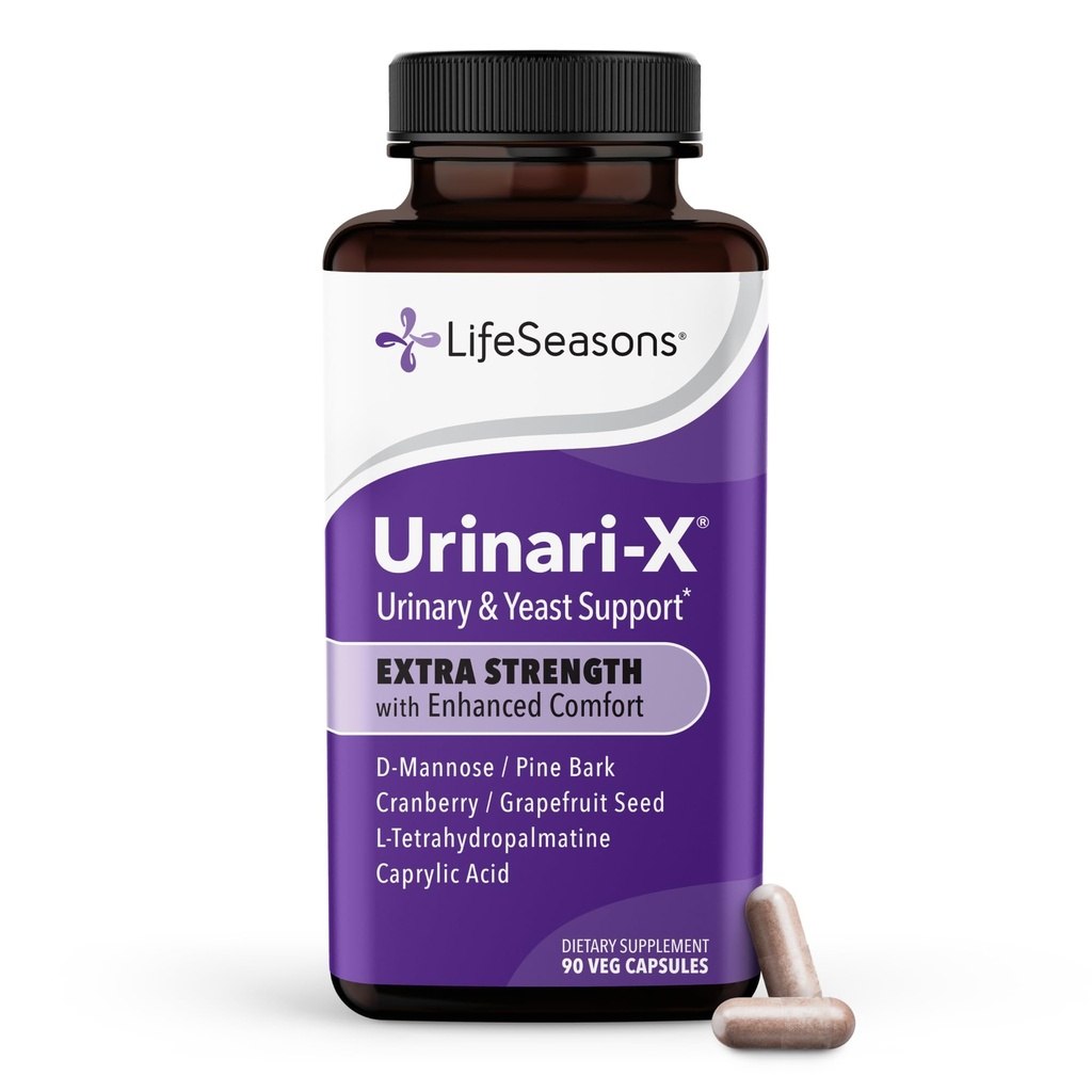 Urinari-X Extra Strength with Enhanced Comfort - Urinary Tract Support - Fast UTI Relief - Vitamin Supplement for Bladder Function - D-Mannose, Cranberry, Pinebark, Uva Ursi & Grapefruit - 90 Capsules
