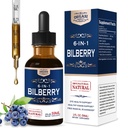 Bilberry Extract Supplement for Eye Health, 6-in-1 Herbal Formula Liquid Drops to Support Eye Strain, Dry Eyes, and Vision Health, Blend with Lutein Zeaxanthin & Eyebright Herb. 2oz