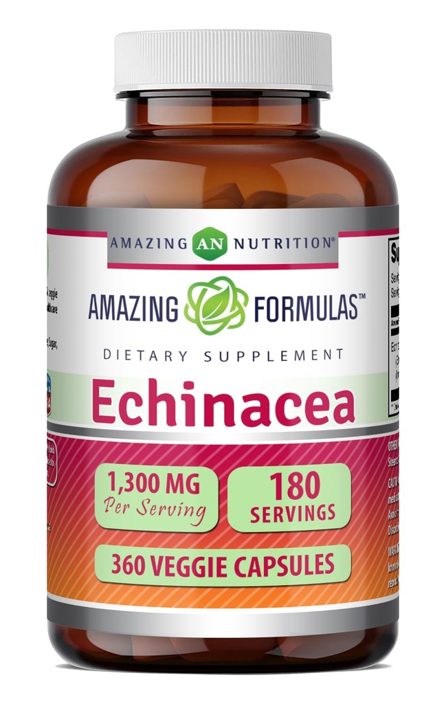 Amazing Formulas Echinacea | 1300 Mg Per Serving | 360 Veggie Capsules | Non-GMO | Gluten Free | Made in USA