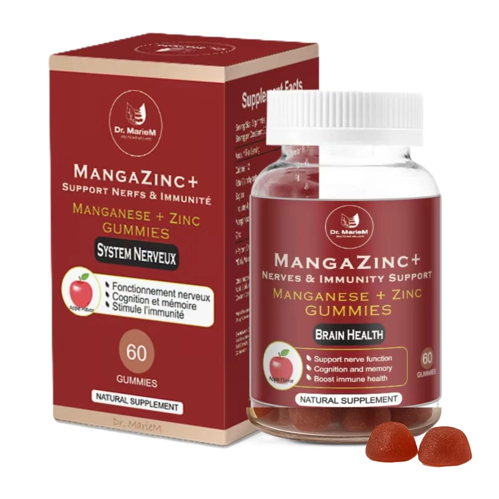 MangaZinc+ Gummies – Manganese + Zinc for Nerve Function, Cognitive Support & Immune Health – Apple Flavor – 60 Gummies