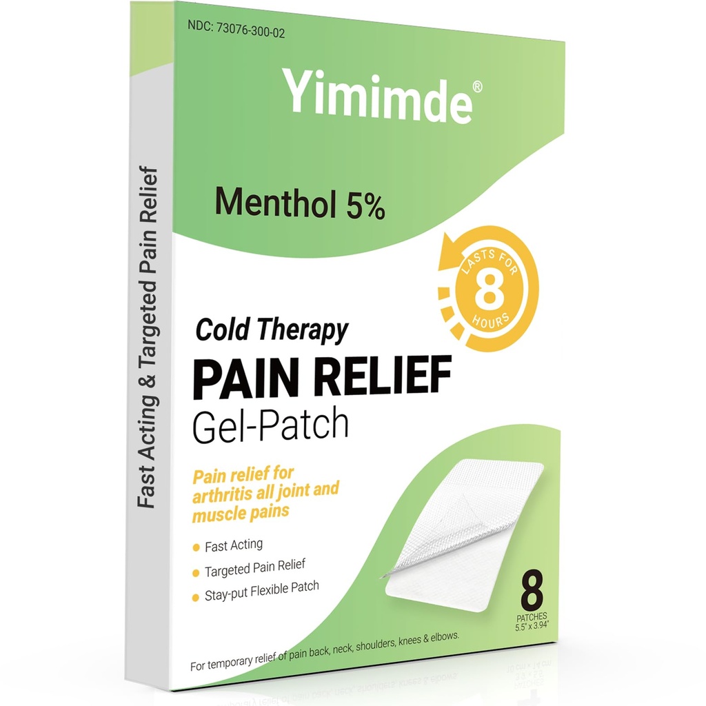 Menthol 5% Pain Relief Patches - 8 Count Maximum Strength Pain Relief Patches for Back Pain, Joint & Muscle Soreness - Fast Acting, Long-Lasting