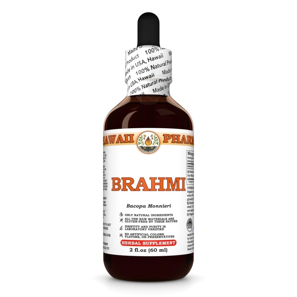 Hawaii Pharm Brahmi Extract, Tincture for Cognitive Function and Memory, Promotes Calm and Balance, Supports Mental Clarity, Encourages Emotional Resilience - 2 fl.oz