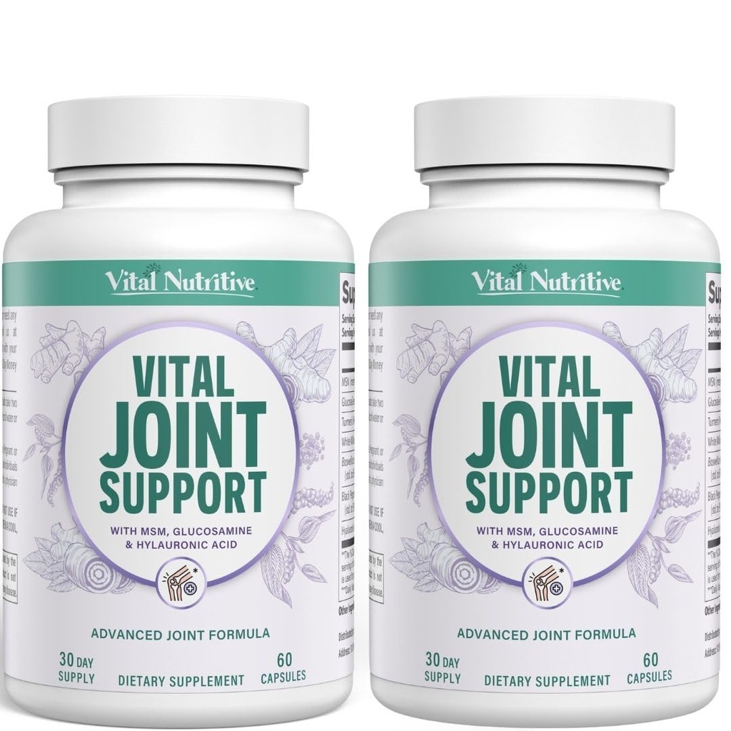VITAL NUTRITIVE Joint Support Supplement for Men and Women – Glucosamine, MSM, Hyaluronic Acid, and Turmeric – Supports Joint Health