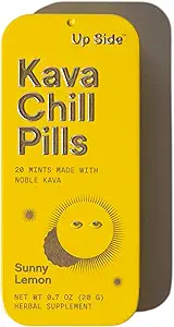 Up Side Kava Chill Pills, Kava Kava Candy Moon Mint Flavor, Natural Supplement for Calm & Stress Support, 6 Pack 20 Mints