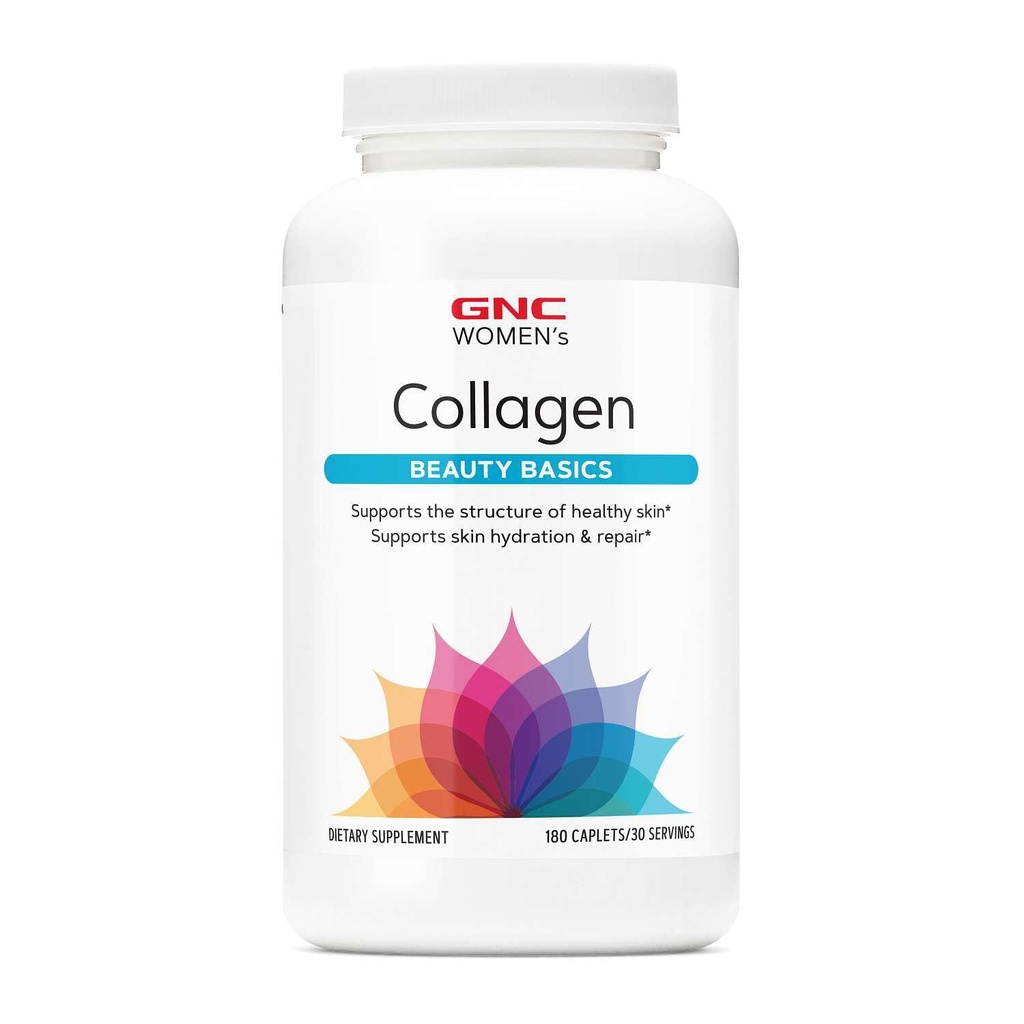 GNC Women's Collagen Supplement, Supports Healthy Skin and Improves Elasticity, Targeted Cell Growth and Repair Formula with Hyaluronic Acid, Natural Collagen Source, 180 Caplets