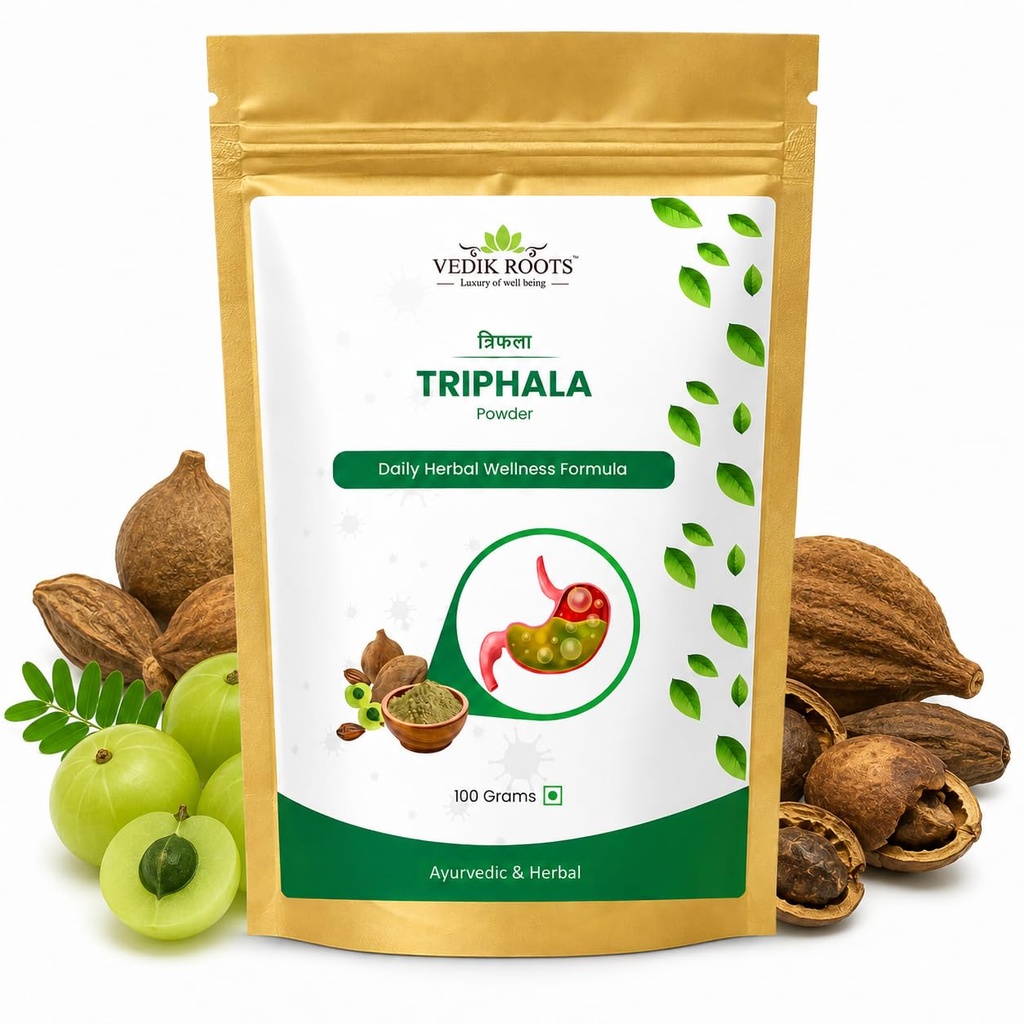 Triphala Powder 100g 100% Pure & Natural Digestive Cleanser, Detox Supplement & Immunity Booster Haritaki, Bibhitaki & Amla Ayurvedic Herbal Powder
