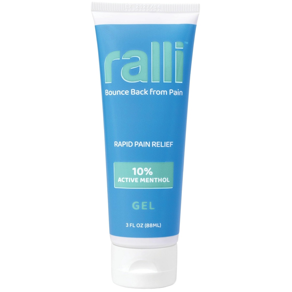 ralli Rapid Pain Relief 3oz Gel for Muscle Aches, Joint, Arthritis, Knee, Neck, Hip Pain, Foot and Backache Pain-Relief, Dye Free, Made in USA