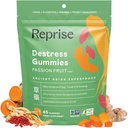 De-Stress Gummies with American Ginseng, Turmeric, and Goji - Assist with Stress Relief & Mood Boost, All-Natural Relaxation, Low-Sugar, 45 Vegan Gummies, Passion Fruit (Pack of 1)