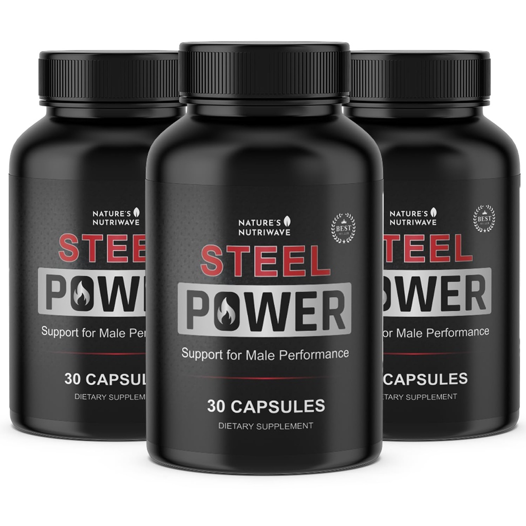 Steel Power – Daily Amino & Botanical Supplement with L-Citrulline, L-Carnitine, Maca Root & Pine Bark Extract – Non-GMO Formula – Made in USA – 30 Capsules, 3 Month Supply