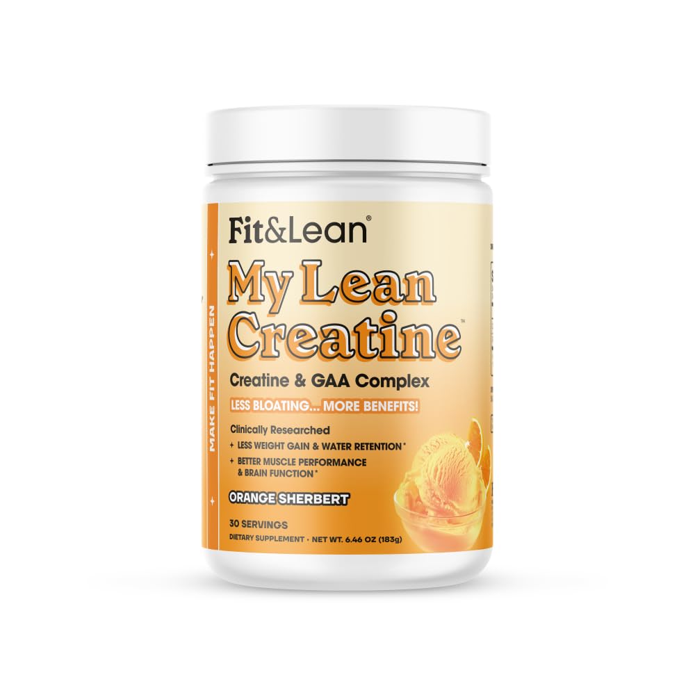 Fit & Lean Creatine for Women, My Lean Creatine Powder Complex with GAA, Muscle Performance, Cognitive Function and Less Bloating, Reduced Water Retention, Orange Sherbert, 30 Servings