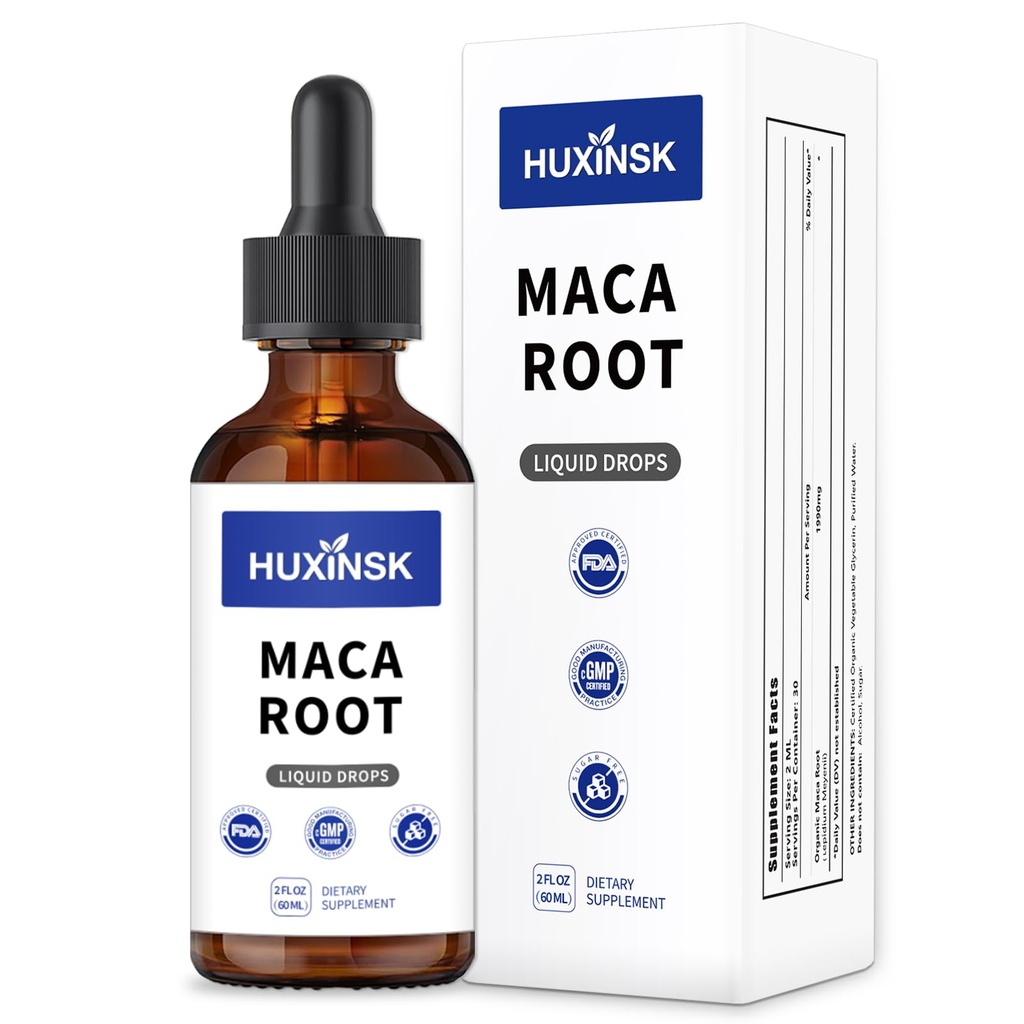 Maca Root Liquid Drops Extract | Peruvian Black & Red Blend | Natural Energy & Hormone Balance | Alcohol-Free, 60ml Vegan Tincture