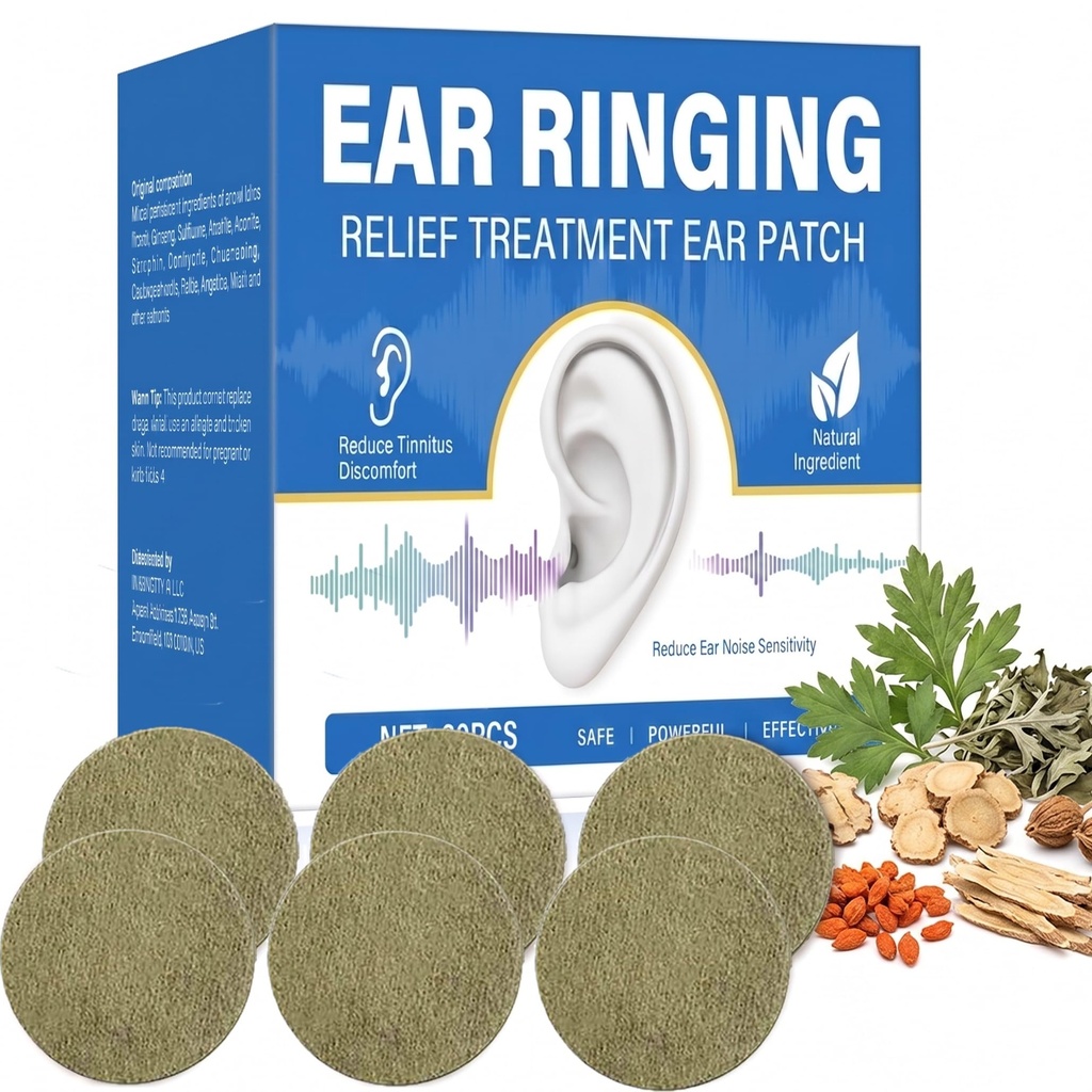 Tinnitus Relief for Ringing Ears, 60 Pcs Tinnitus Relief Patch for Ear Noise and Buzzing, Natural Gentle Ear Patch to Support for Auditory Comfort, Ears Care Patches for Daily Use, for Men and Women