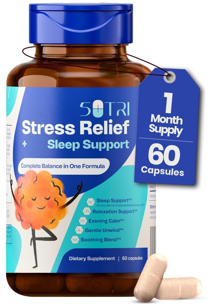 Magnesium Citrate Capsules 200mg for Stress and Sleep Support (1 Month Supply) - Unflavored GABA L-Theanine Supplement to Support Focus, Mood and Energy Levels - Veg Calm Magnesium Citrate with 5 HTP