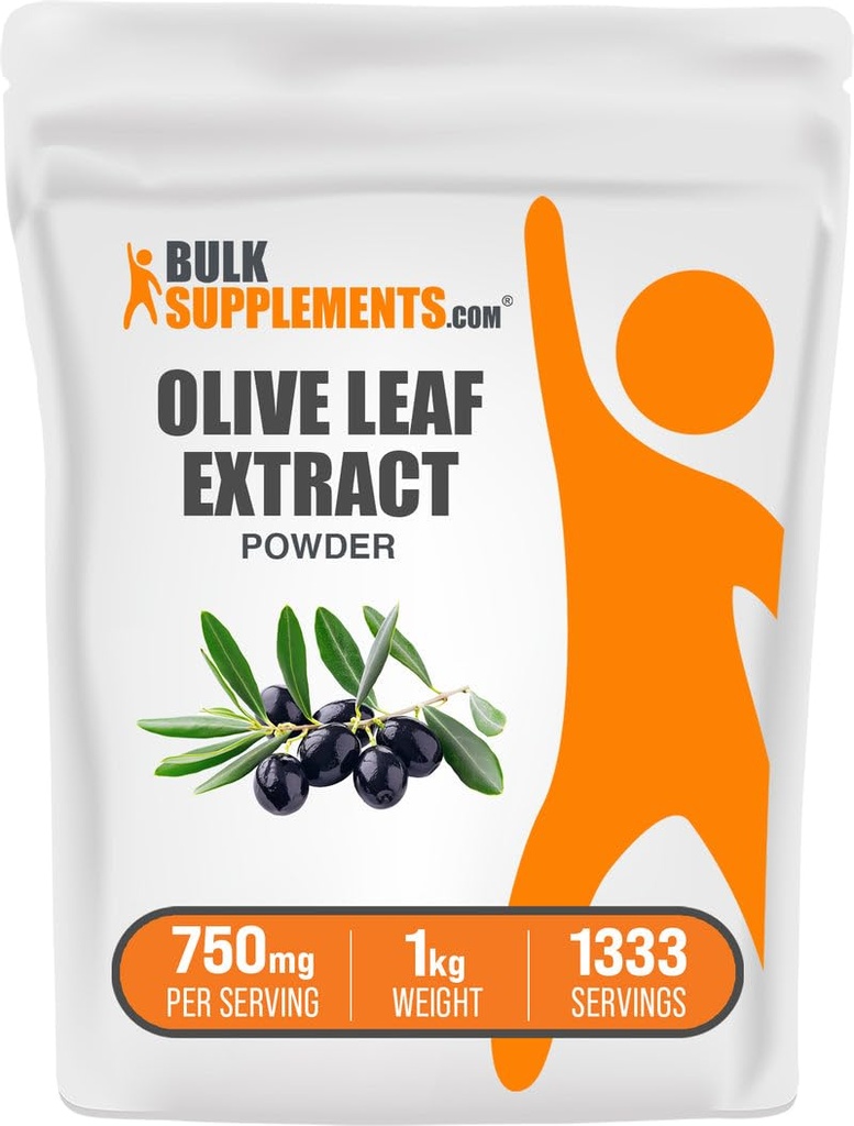 BulkSupplements.com Olive Leaf Extract Powder - Herbal Supplement, Antioxidant Source, Olive Leaf Powder - Gluten Free, 750mg per Serving, 1kg (2.2 lbs) (Pack of 1)