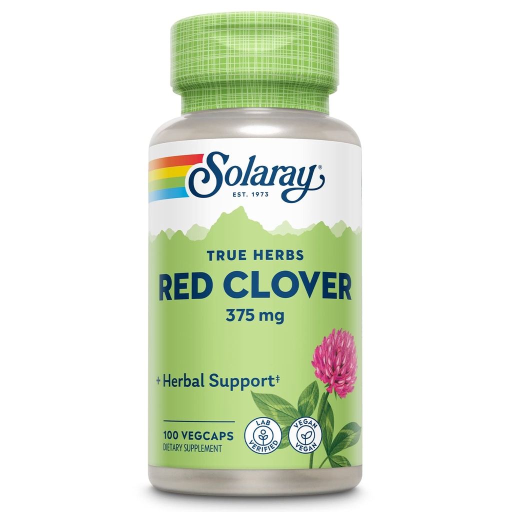 SOLARAY Red Clover 375 mg - Traditional Women's Health Herbal Support - Non-GMO Verified, Vegan, Lab Verified - 60-Day Guarantee - 100 Servings, 100 VegCaps