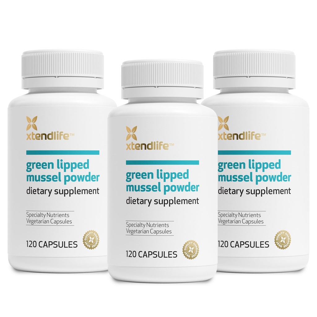 Xtendlife Green Lipped Mussel Supplement – 2400mg Joint Support Formula with Omega‑3 Fatty Acids – New Zealand Sourced Mussel Powder for Mobility & Flexibility – 120 Capsules (3 Pack), 90 Day Supply