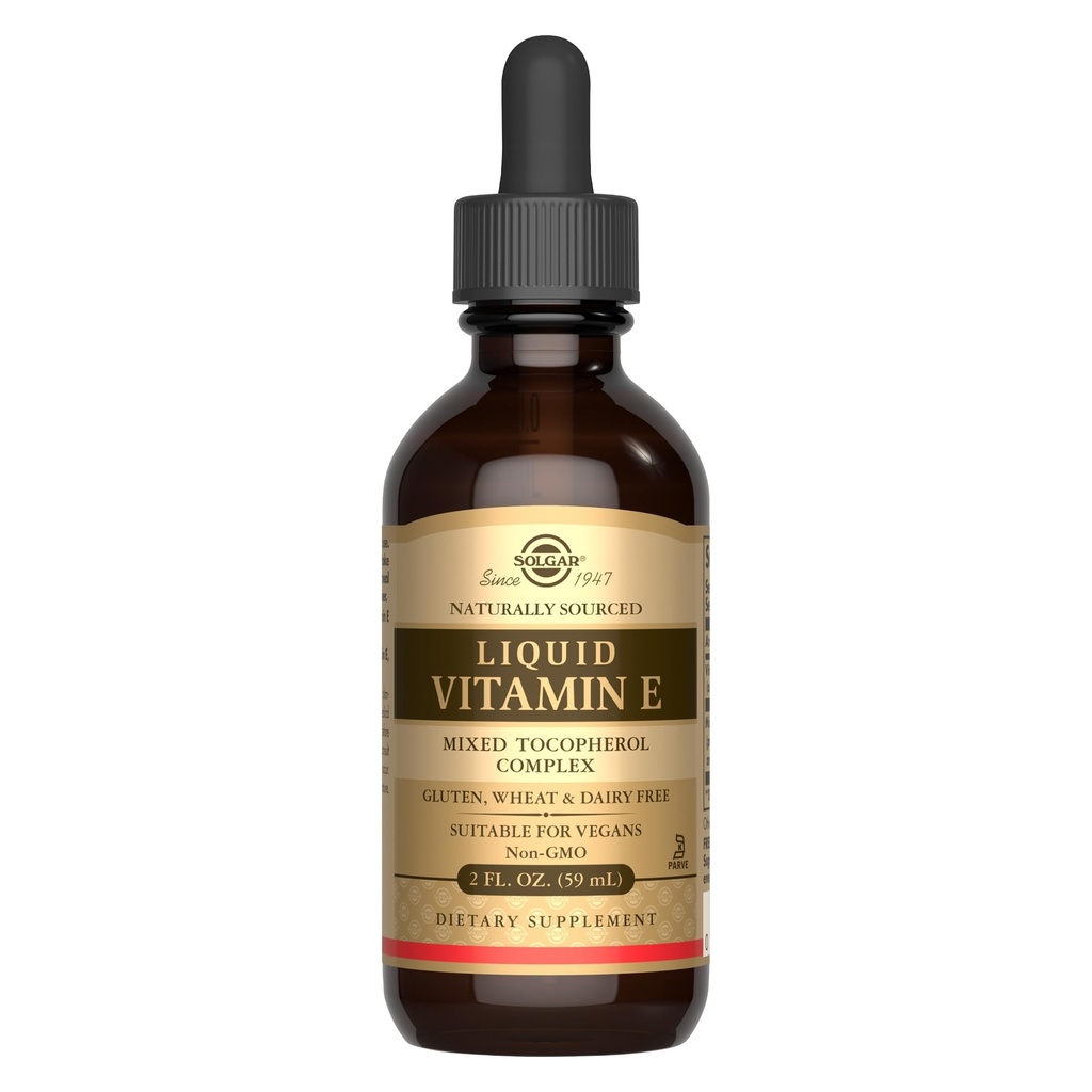 Solgar Liquid Vitamin E (with Dropper), 2 fl. oz. - Antioxidant, Skin & Immune Support, Overall Health - Natural, Liquid Vitamin E - Non-GMO, Vegan, Gluten Free, Dairy Free, Kosher - 118 Servings