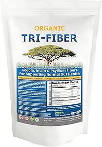Tri-Fiber Organic Soluble Fiber Powder, Unflavored High Fiber 3-in-1 Soluble Fiber Supplement for Digestive Support. Dietary Fiber 2.5 lbs (40oz)