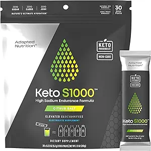 Keto S1000 Electrolyte Powder Packets | Keto and Paleo Friendly | No Sugar, Calories, Maltodextrin | Clean | 30 Citrus Salt Hydration Stick Packs