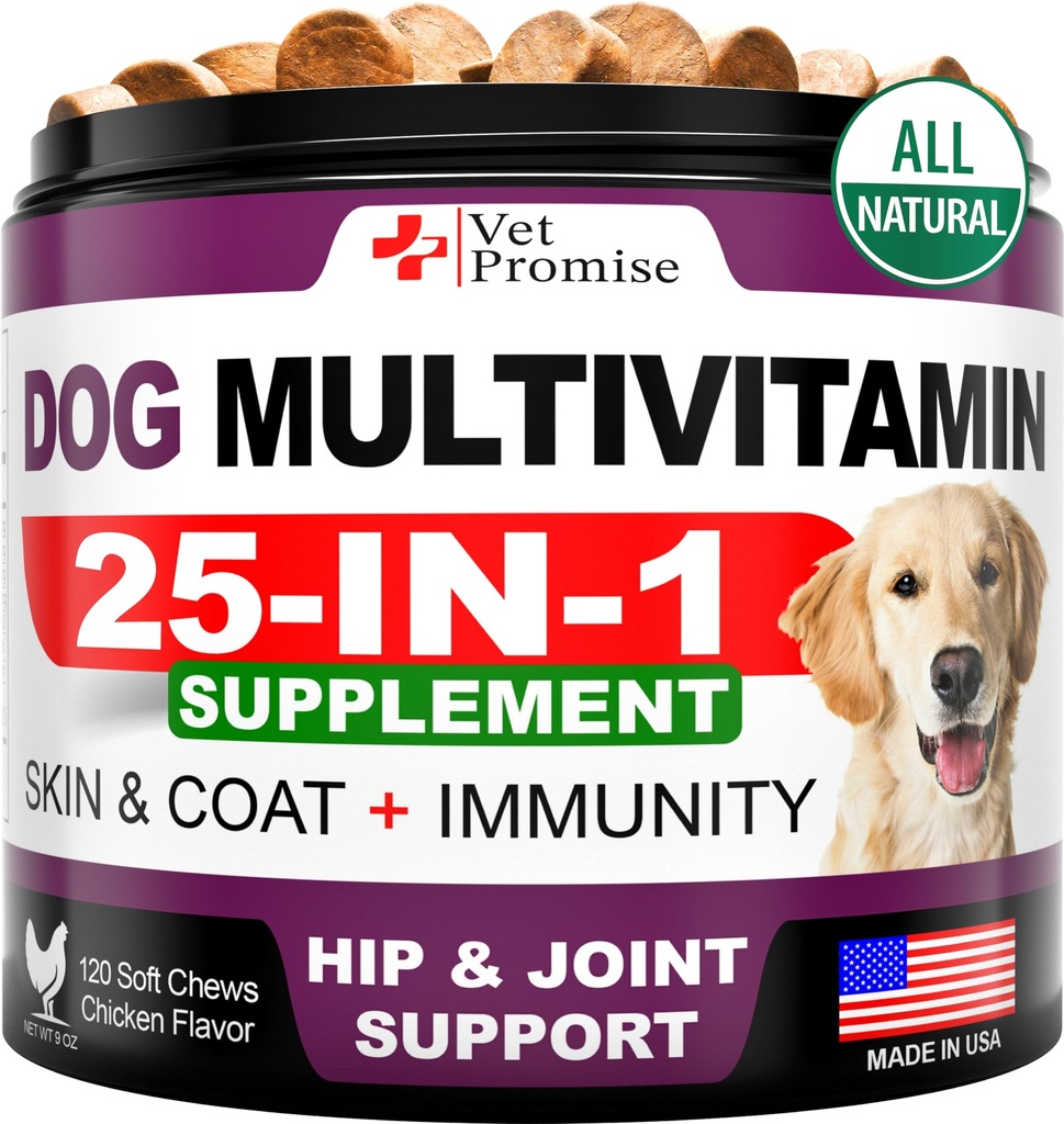 Dog Multivitamin Chewable with Glucosamine - Dog Vitamins and Supplements - Senior & Puppy Multivitamin for Dogs - Pet Joint Support Health - Immunity - Mobility - Energy - Gut - Skin - 120 Chews | Senior & Puppy Multivitamin for Dogs - Pet Joint Support Health - Immunity - Mobility - Energy - Gut - Skin - 120 Chews