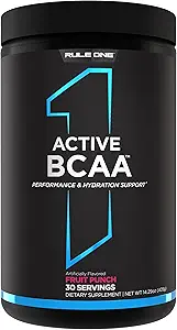 Rule 1 Active BCAA - Performance, Hydration, and Recovery Support with 5g BCAAs + Electrolytes, L-Glutamine, and Citrulline (30 Servings, Fruit Punch)