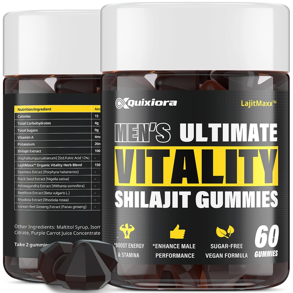 Shilajit Gummies for Men & Women | Shilajit for Men – Shilajit Pure Organic |High Potency|85+ Trace Minerals & Fulvic Acid| Shilajit Supplement | 60 Gummies