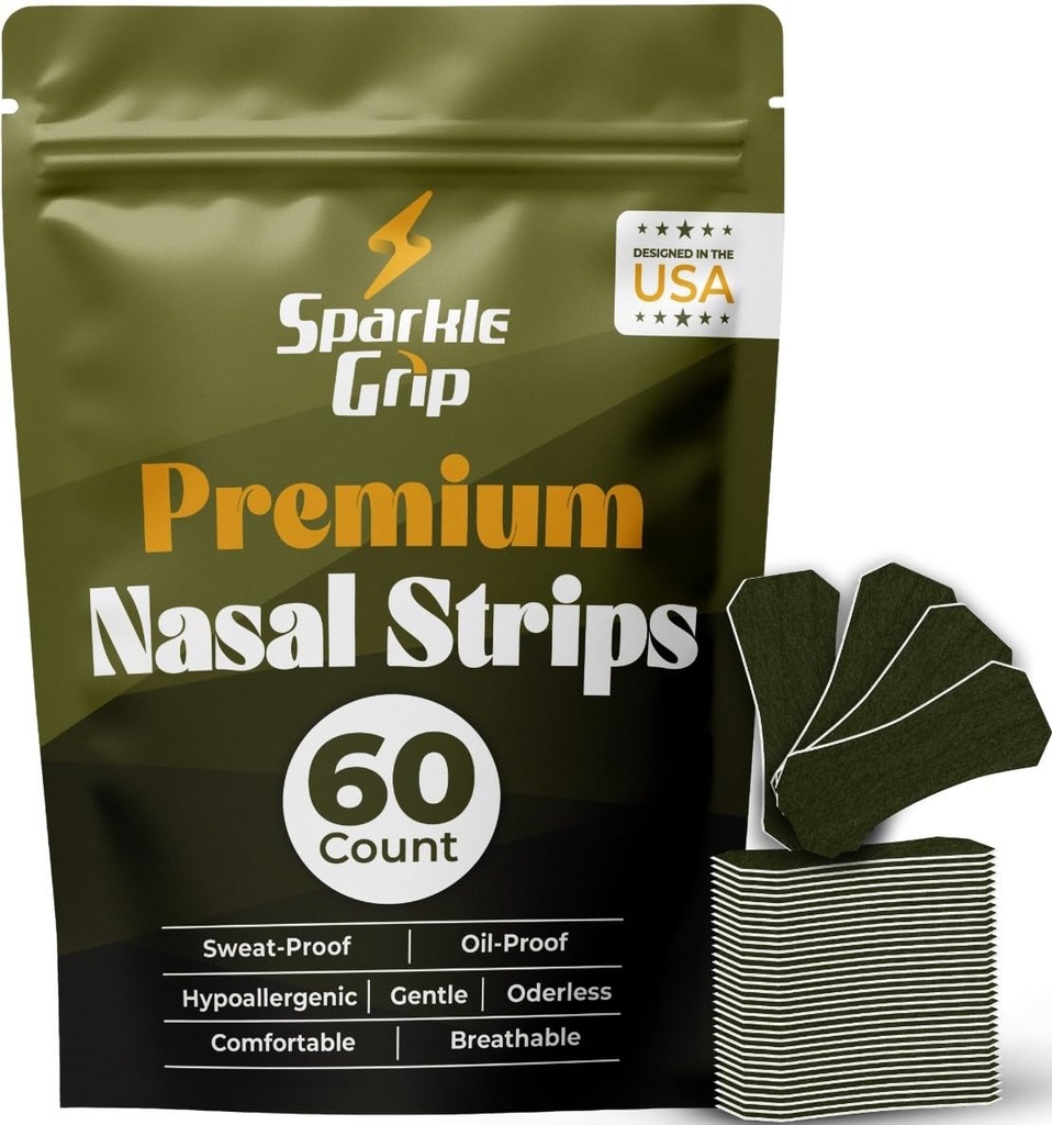 Universal Nose Strips for Breathing (60 Count) Oil&Sweat Proof Adhesive-Athletic Nasal Strips for Snoring & Sleeping-Army Green, Wide, Size Fit All Extra Strength Snoring Solution for Sleep USA Brand