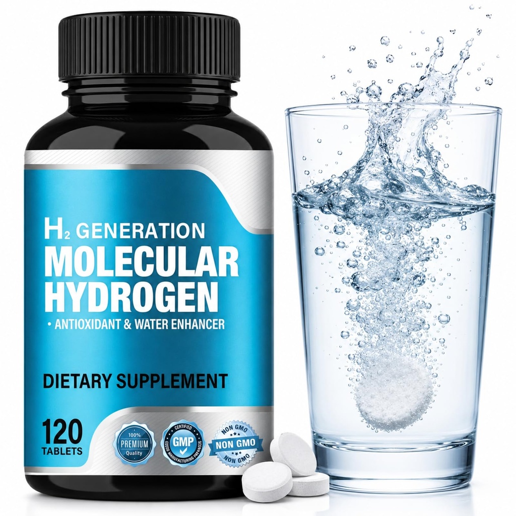 H2Molecular Hydrogen Tablets for Drinking Water, 120 Tablets Energy Support | Hydrogen Water Tablets with Magnesium, Cognitive Function, Rapid Dissolve & Non-GMO, Vegan