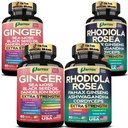 Ginger & Rhodiola Rosea Bundle, Sea Moss, Dynamic Duo Herbal Set, 2 Pack | Sea Moss, Ashwagandha, Black Seed Oil, Panax Ginseng, Turmeric, Dandelion, Cordyceps, Ginkgo, ACV, Elderberry
