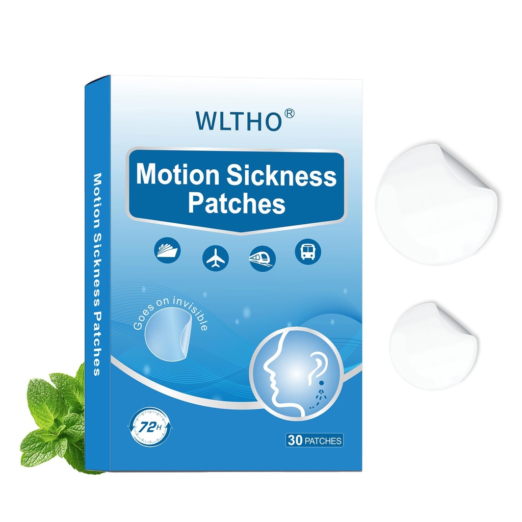 30ct Clear Motion Sickness Patches Non Drowsy, Travel Essentials | Waterproof Sea Sickness Patches Behind Ear for Cruise, Car, Airplane, Invisible Clear Color, Fast Acting & Long Last 72H