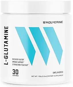 Swolverine L-Glutamine | Reduces Exercise Induced Muscle Soreness, Improves Recovery, Enhances Gut Health, Supports Immune Health, Vegan, Non-GMO, GF, 5g Per Serving (60 Servings)