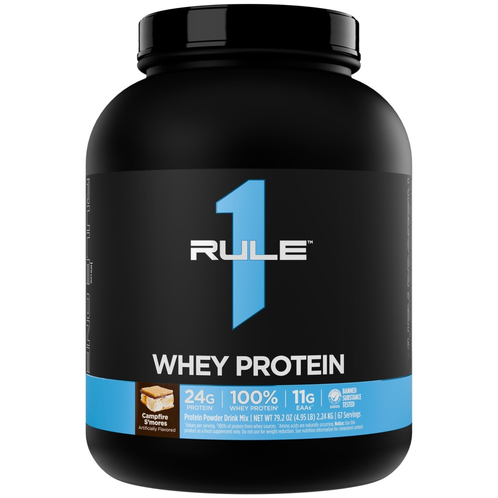 Rule 1 Proteins Whey Protein Powder, Campfire S'Mores, 67 Servings | 24g Fast-Acting Protein from All-Whey Sources with Naturally Occurring EAAs & BCAAs for Workout Recovery or Anytime Use
