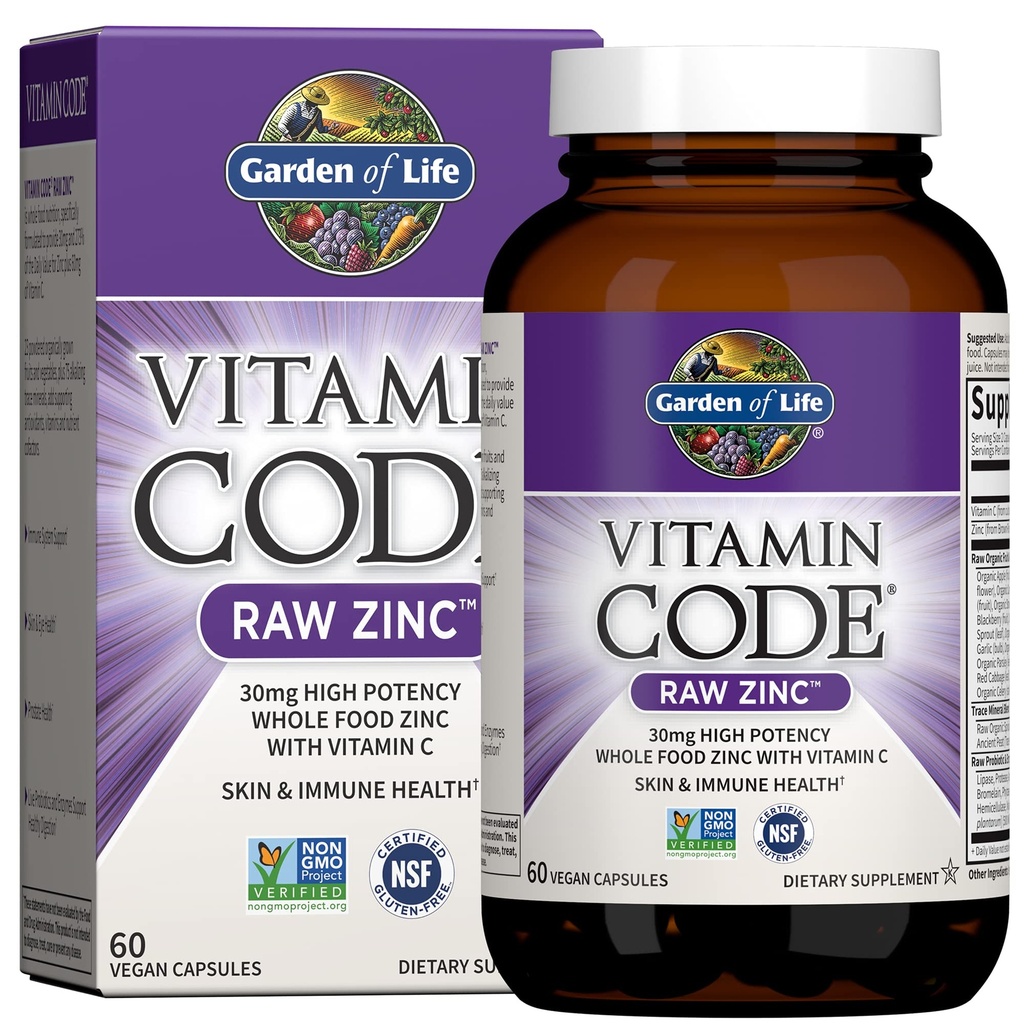 Garden of Life Organic Vegan Vanilla Protein Powder 22g with Zinc Supplements 30mg - Raw Food Created Nutrients for Immune Support, Skin Health, Muscle Recovery