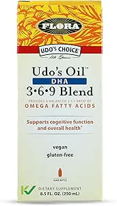 Flora - Udo's Oil DHA 3-6-9 Blend - Vegan Eye & Brain Health Supplement - Vegan Omega-3 & Omega-6 - Contains Sunflower & Flax Seed Oil - Kosher & Organic - Keep Chilled - 8.5 fl. oz.
