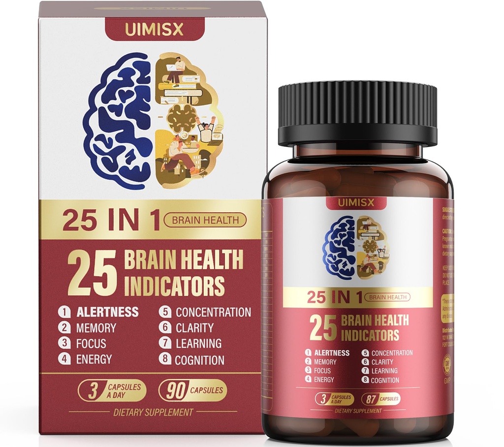 Brain Supplements for Memory and Focus - Nootropic Brain Supplement with Alpha GPC, Lion's Mane, Bacopa & L-Theanine for Cognitive Function, Mental Clarity, Brain Health Supplements for Adults